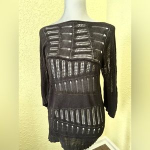 Moda International fairy grunge crochet boatneck sweater, Size Medium